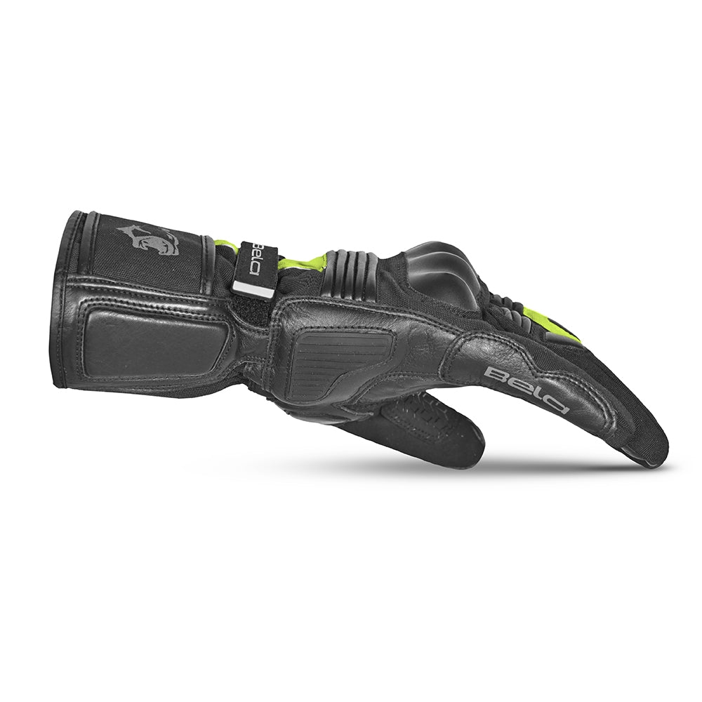 BELA ICE WINTER WP Moto Couro Luvas Pretas Amarelas