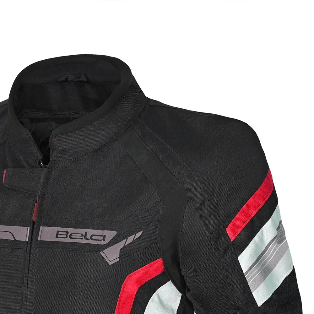 BELA HIGHLAND Moto Homem Casaco Preto Branco Vermelho