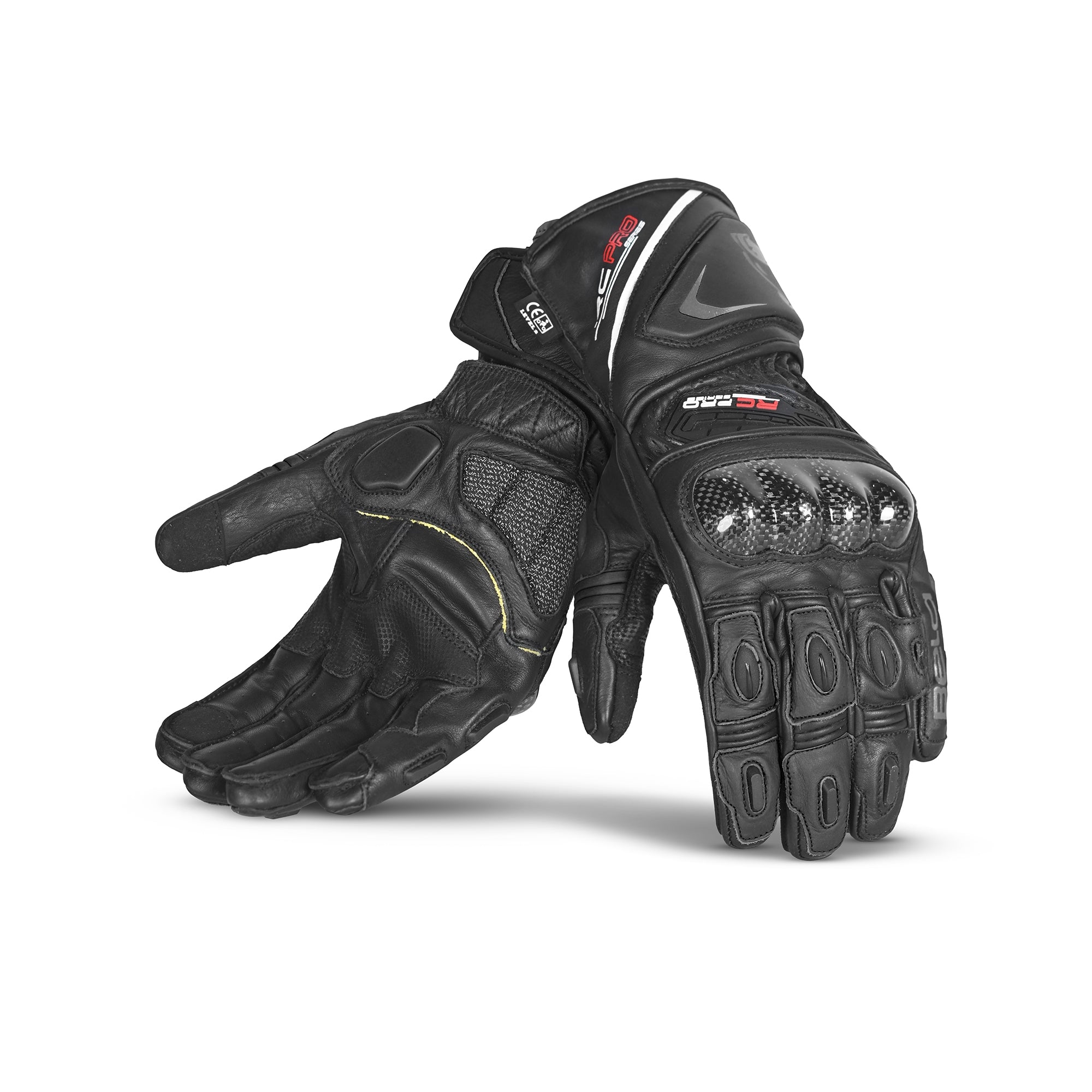 BELA ROCKET Moto Longa Couro Luvas Preto Cinza