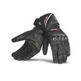 BELA ROCKET Moto Longa Couro Luvas Preto Cinza