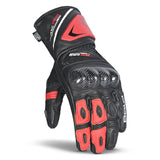 BELA ROCKET Couro Moto Longa Luvas Preto Vermelho