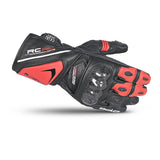 BELA ROCKET Couro Moto Longa Luvas Preto Vermelho