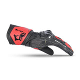 BELA ROCKET Couro Moto Longa Luvas Preto Vermelho