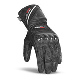 BELA ROCKET Couro Moto Longa Luvas Preto Preto Cinza