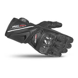 BELA ROCKET Couro Moto Longa Luvas Preto Preto Cinza