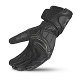 BELA ROCKET Couro Moto Longa Luvas Preto Preto Cinza