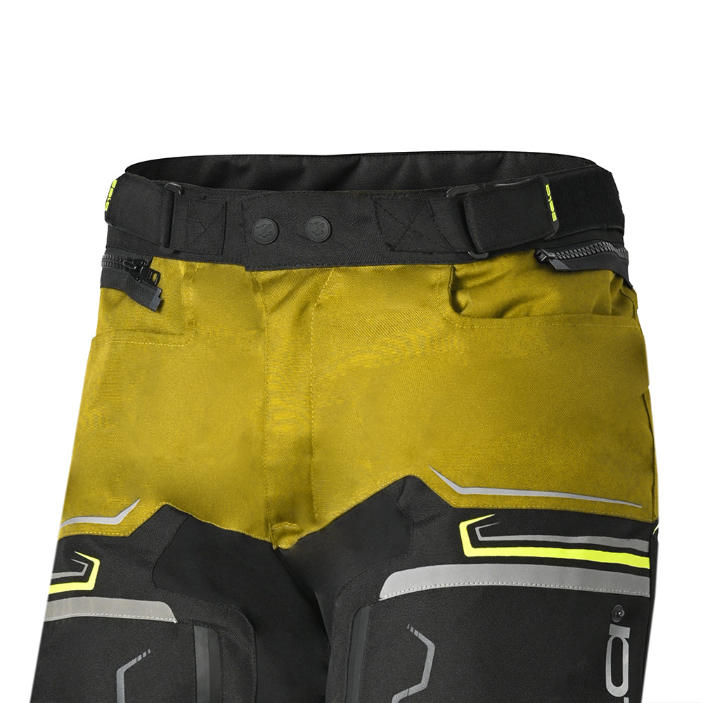 BELA Watson Têxtil Moto Calça Preto Castanho Amarelo Branco