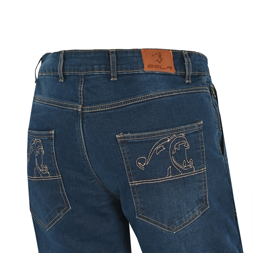 BELA VAQUERO Jeans Crack Moto Calças Azul