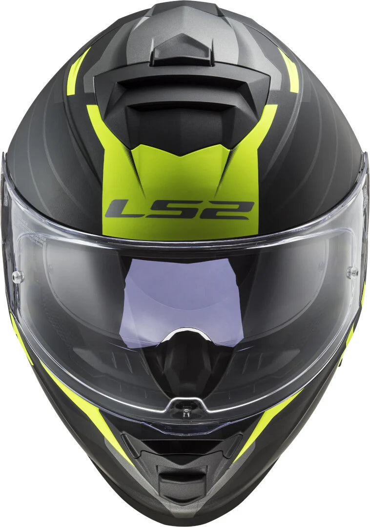 LS2 FF800 STORM II NERVE H-V Moto Capacete Preto Preto Amarelo