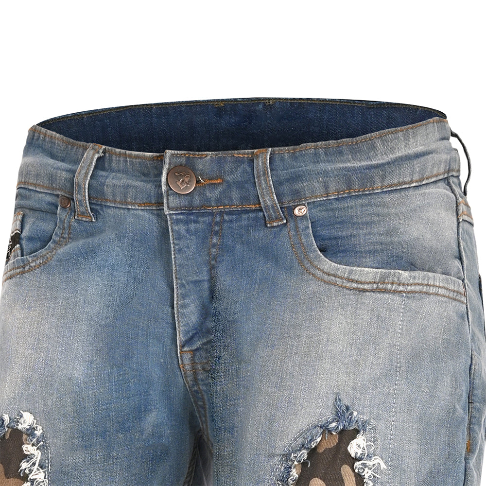 BELA STONE Jean Moto Calcas CE Approved AA Camuflagem Azul