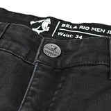 BELA RIO Moto Jeans Calças Preto Dye 34L