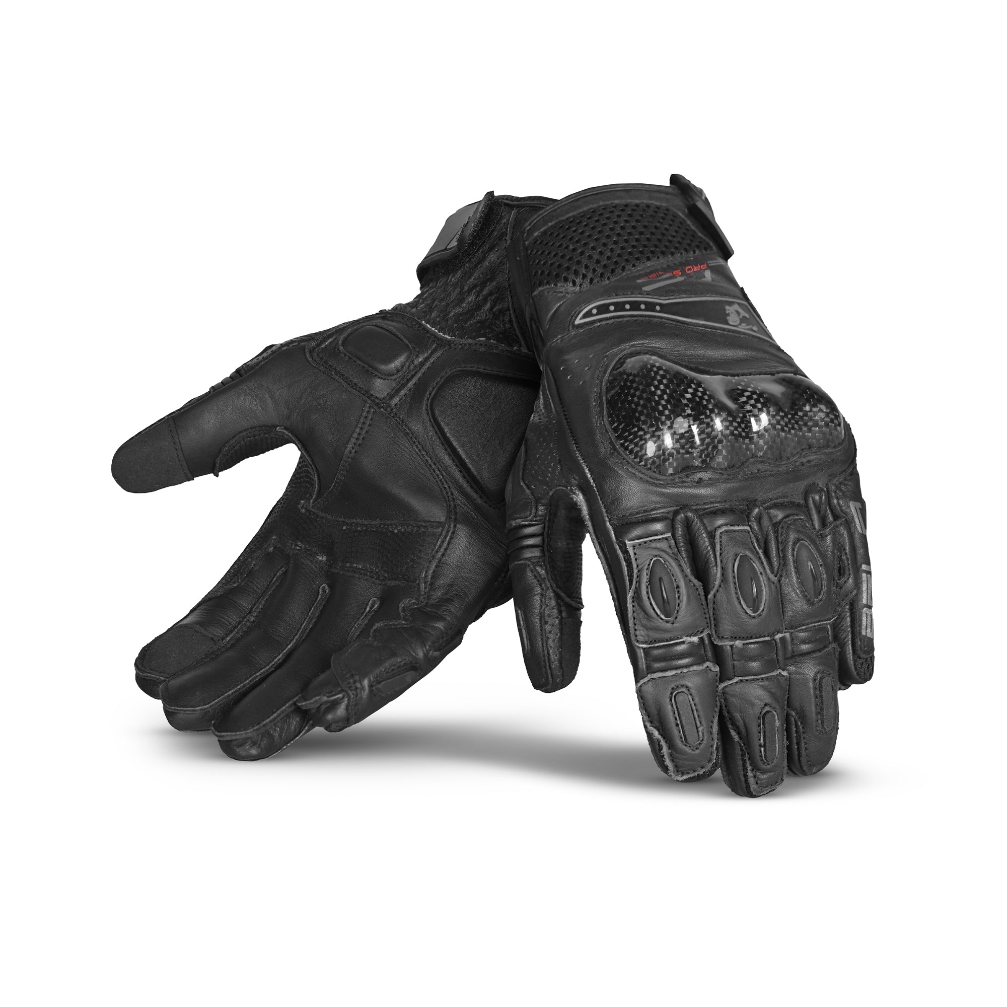 BELA ROCKET Moto Couro Curta Luvas Preto Cinza