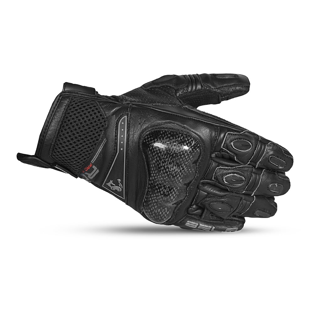 BELA ROCKET Moto Couro Curta Luvas Preto Cinza