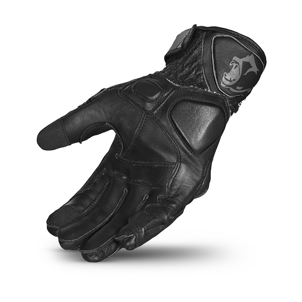 BELA ROCKET Moto Couro Curta Luvas Preto Cinza