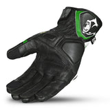 BELA ROCKET Couro Moto Short Luvas Branco Verde Preto