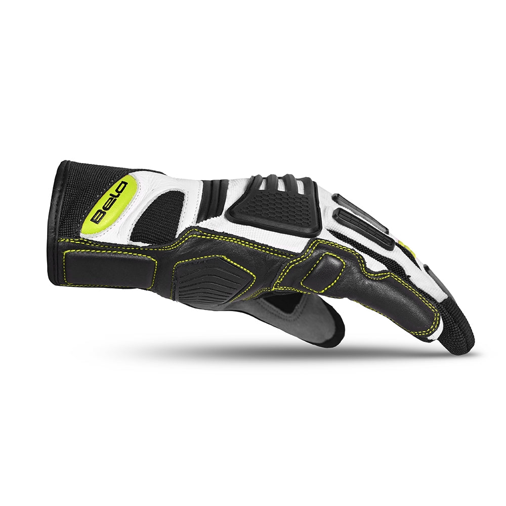 BELA ARIZON Men's Motorcycle Textile Gloves Black White Fluorescent Yellow – 4 – Maximomoto PT
