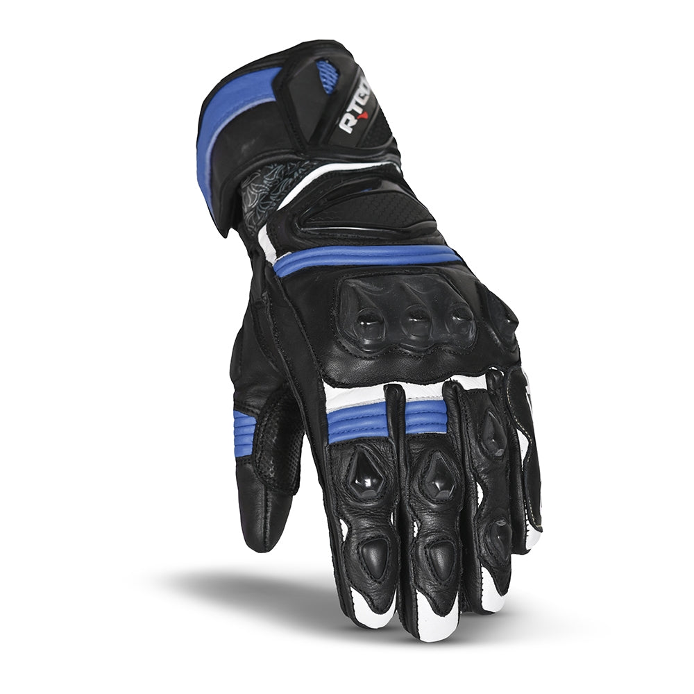 R-TECH ROBO Motorcycle Leather Men's Gloves Black Blue – 3 – Maximomoto PT