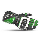 BELA ROCKET Moto Couro Longa Luvas Branco Verde Preto