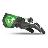 BELA ROCKET Moto Couro Longa Luvas Branco Verde Preto