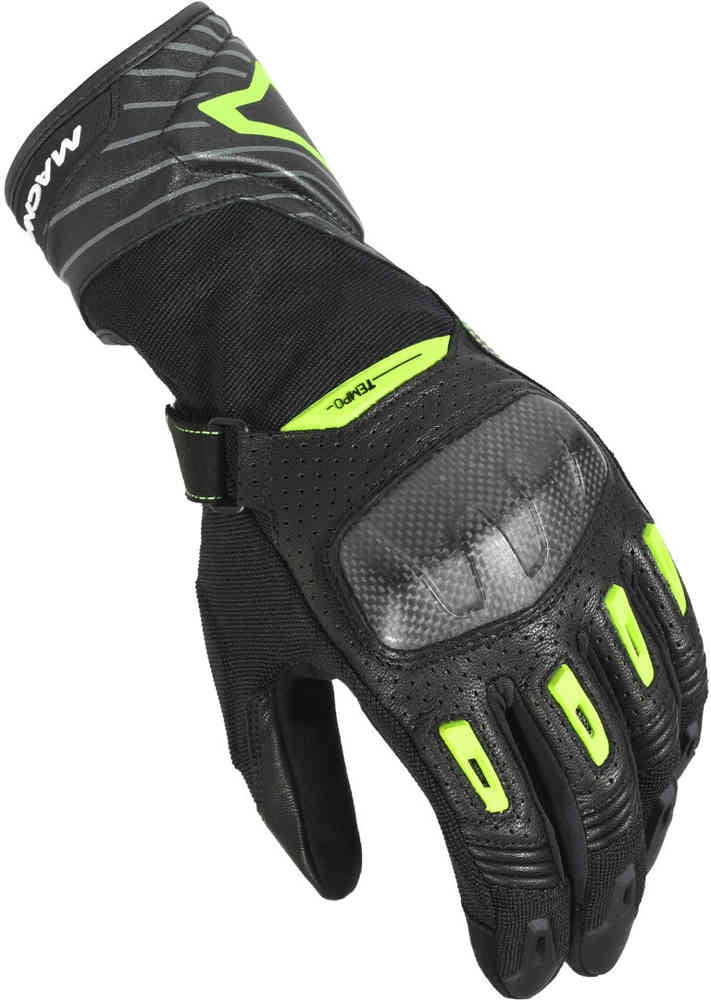 Macna Tempo Perforated Gloves Black/Fluorescent Yellow – 2 – Maximomoto PT