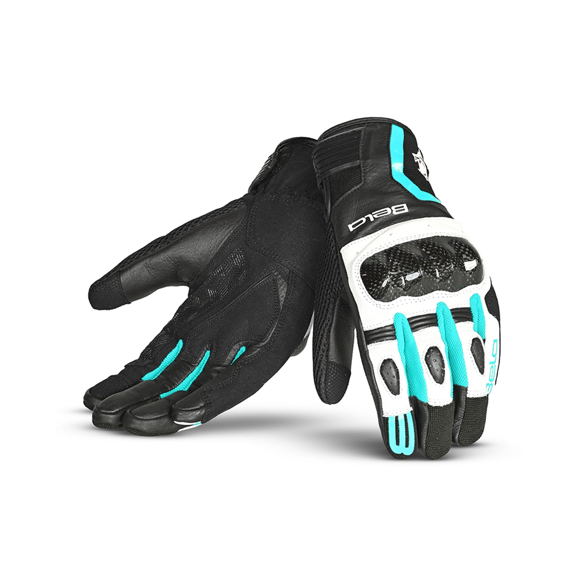 BELA AIR FLOW Moto Senhora Couro Luvas Turquesa Preta