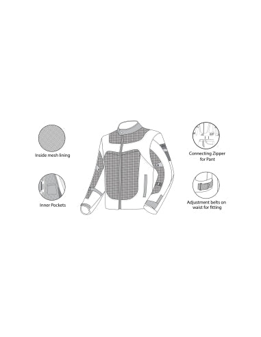 R-TECH - Chaqueta Textil Spiral Mesh Hielo/Negro/ Rojo - SECURTEX MOTOR S.L (t/a MaximoMoto)