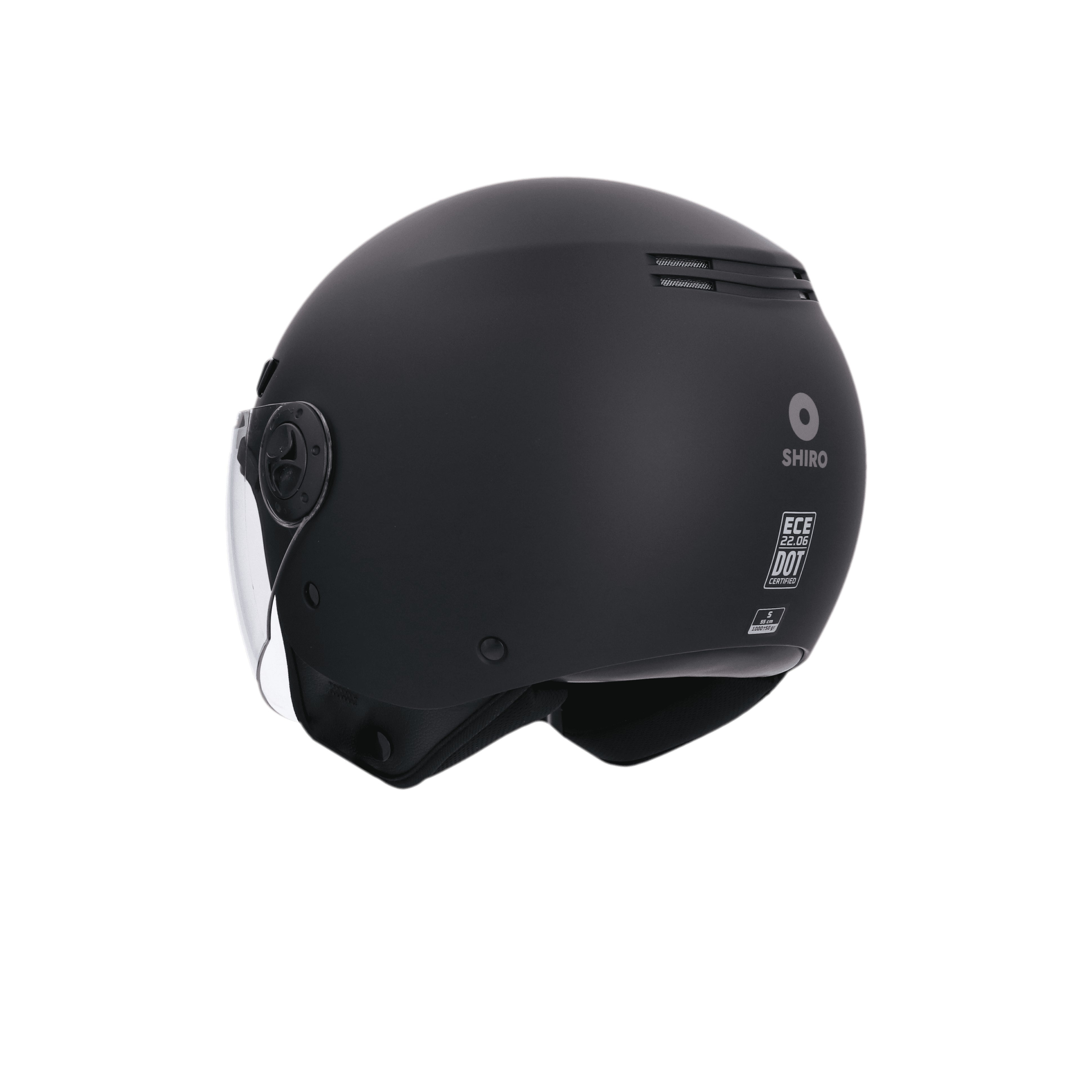 SHIRO SH-62 KIOTO MONOCOLOR Moto Jet Capacete Preto Matt – 4 – Maximomoto PT
