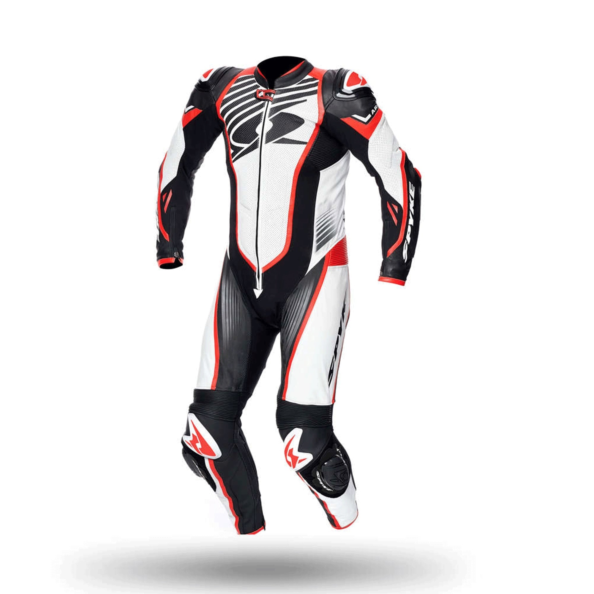 SPYKE - ARAGON RACE 1PC SUIT BLACK/WHITE/FLUO RED - SECURTEX MOTOR S.L (t/a MaximoMoto)