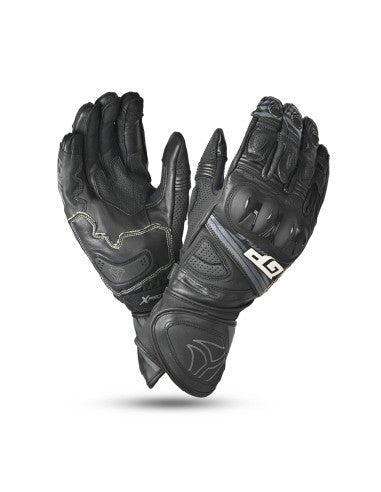 R-TECH GP Moto Couro Luvas Preto