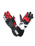 R-TECH HAWK Moto Couro Luvas Preto Vermelho