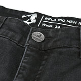 BELA RIO TIE & DY Jeans Moto Calcas Preto 34L