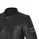 BELA STARK Motorcycle Leather Jackets Black Gray