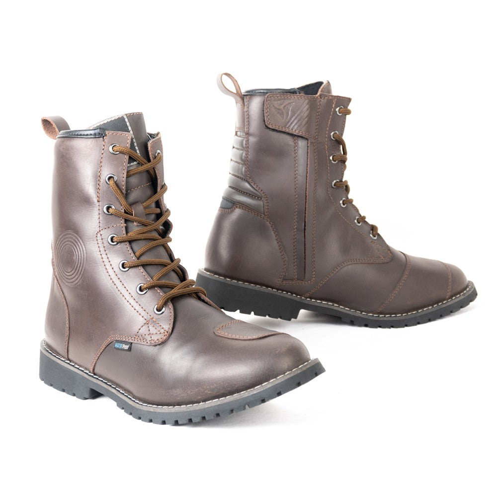 R-TECH MOTEQ WP Men's Leather Motorcycle Boots - Brown – 1 – Maximomoto PT