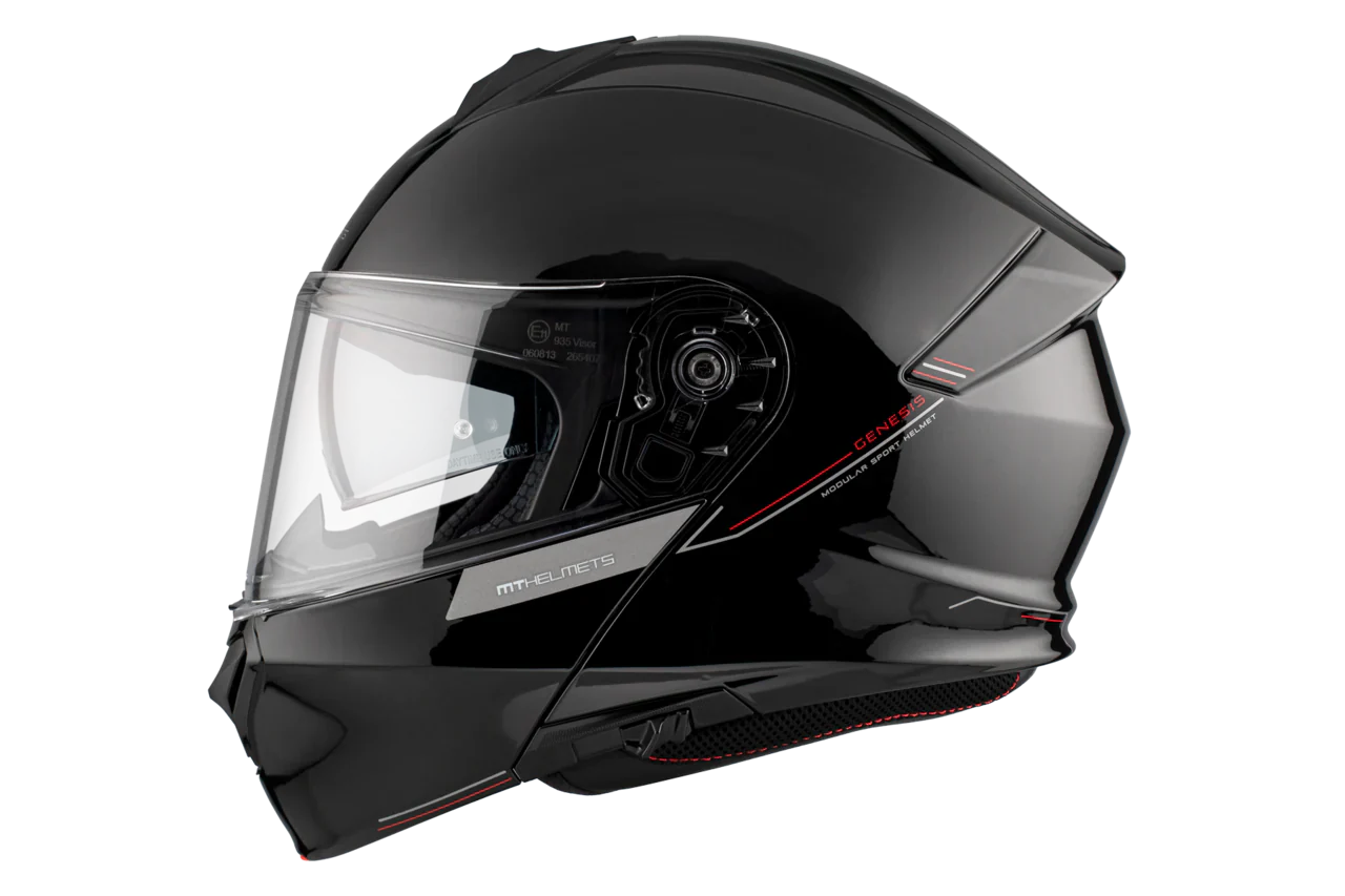 MT Genesis SV Solid A1 abatible, negro brillante Casco de motocicleta – 1 – Maximomoto PT