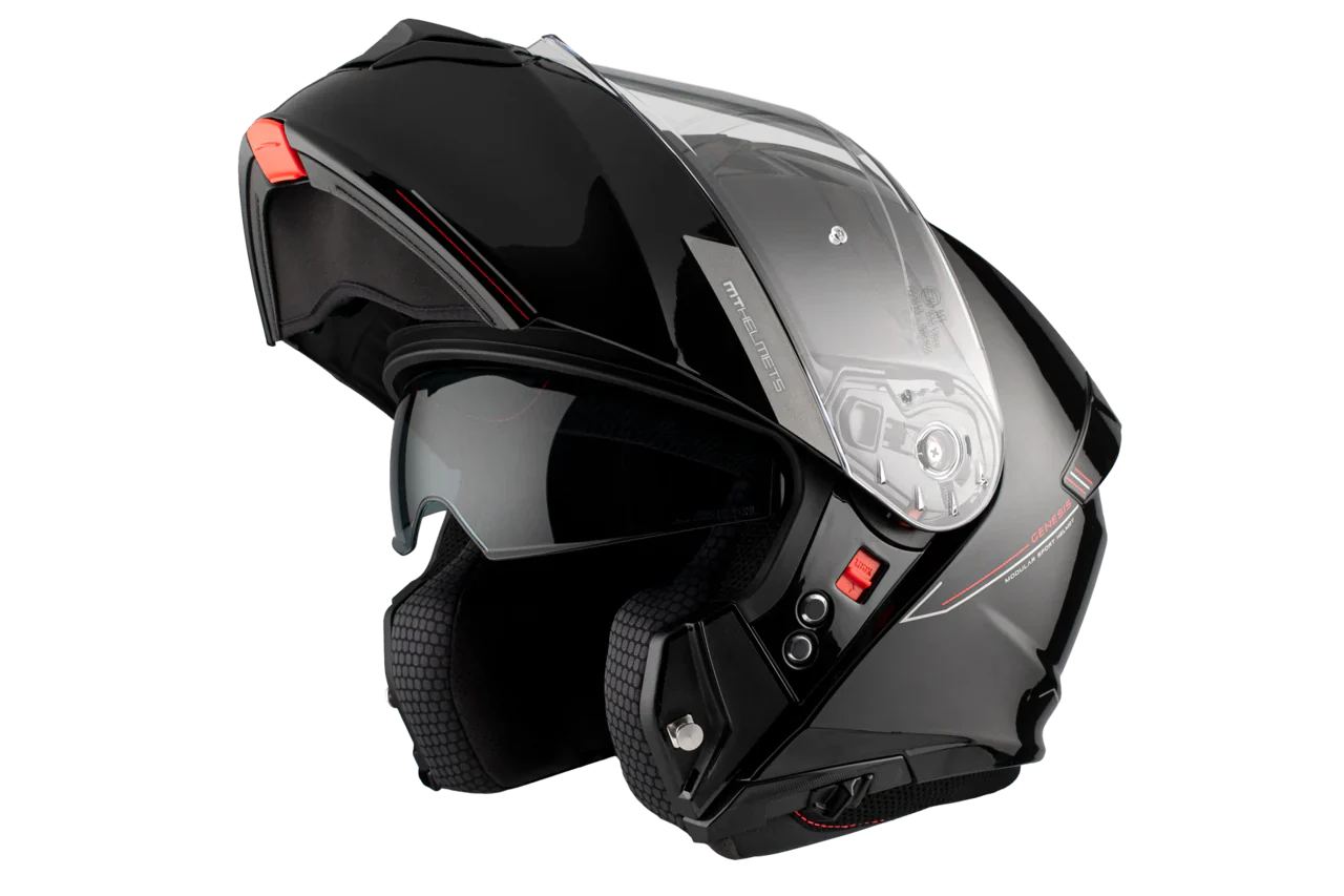 MT Genesis SV Solid A1 abatible, negro brillante Casco de motocicleta – 2 – Maximomoto PT