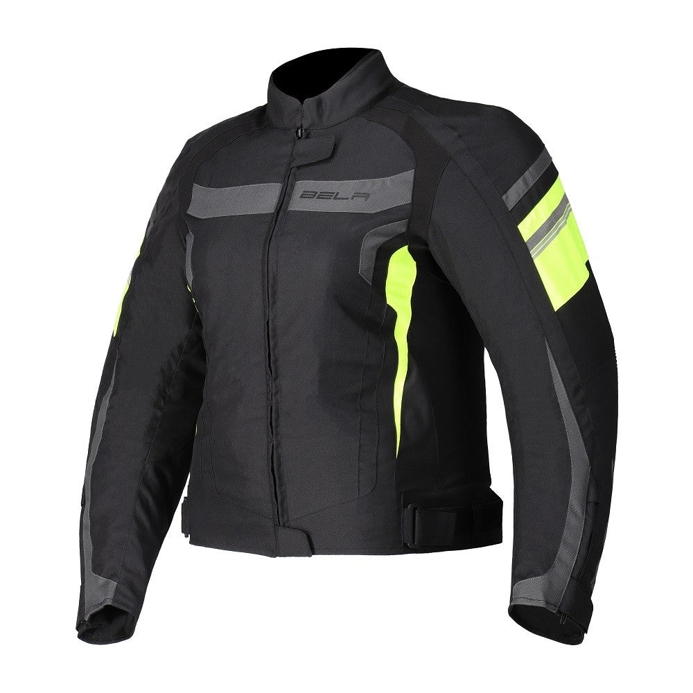 BELA Rebel Rider Motorcycle Ladies Textile Jackets Black Yellow Fluorescent – 1 – Maximomoto PT
