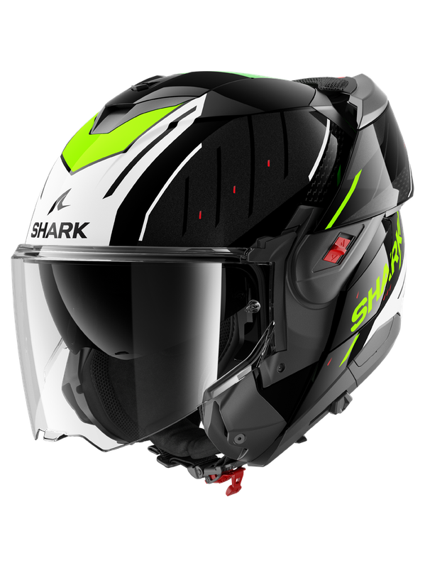 SHARK OXO RYDGER ABATIBLE MODULAR CASCO NEGRO BLANCO AMARILLO – 2 – Maximomoto PT