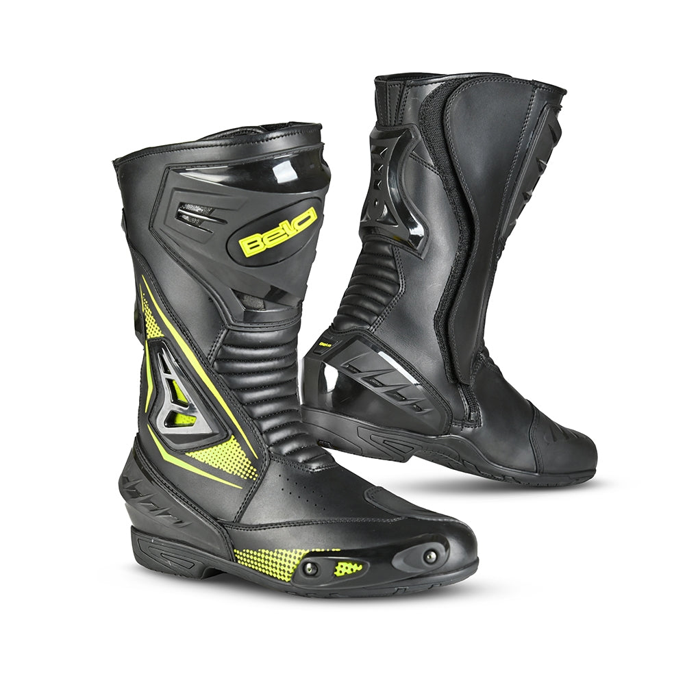 BELA MASTER Homem Moto Couro Botas Preto Fluorescente Amarelo