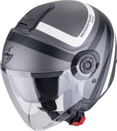 SCORPION EXO-CITY II RIVA Abierto Jet Casco Plata Mate-Negro-Blanco – Maximomoto PT