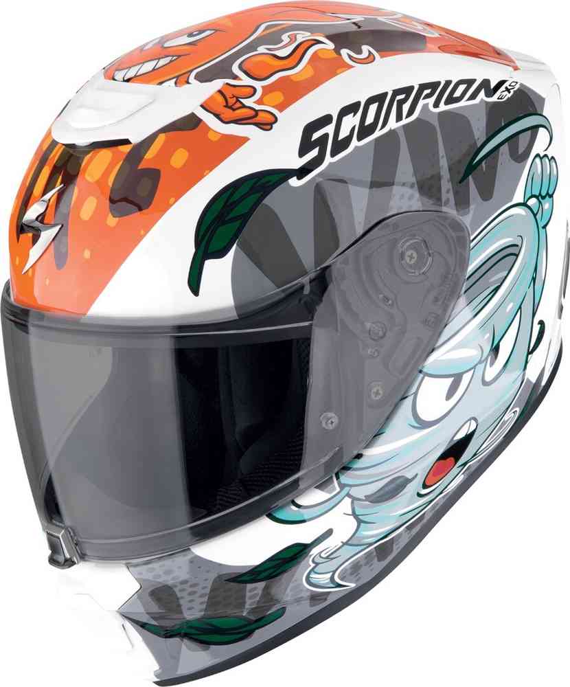 SCORPION EXO-JNR AIR THE4ELEMENTS Integral Casco Blanco-Azul-Naranja – 1 – Maximomoto PT