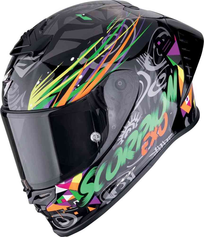 SCORPION EXO-R1 EVO AIR SAVAGE INTEGRAL HELMET Black Green Orange – 1 – Maximomoto PT
