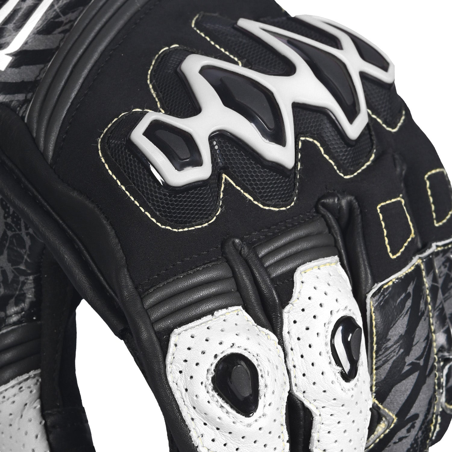 BELA ARMOUR PRO Moto Curta Luvas Preto Branco – 4 – Maximomoto PT