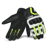 BELA AIR FLOW Motorcycle Leather Gloves Black White Fluorescent Yellow