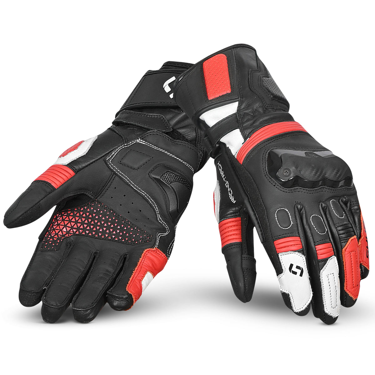 SHUA RANGER PRO Moto Luvas Preto Vermelho Branco