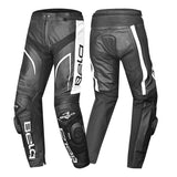 BELA X RACE Moto Couro Calcas Preto Antra Branco