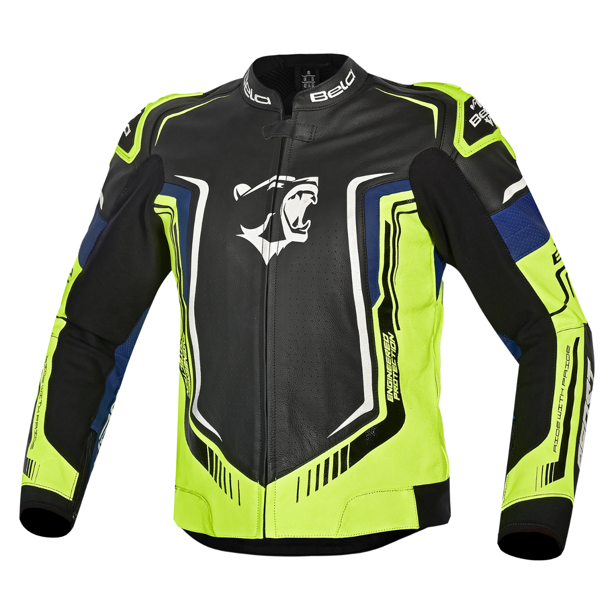 BELA BEAST Moto Couro Homem Preto Branco Amarelo Azul – 1 – Maximomoto PT