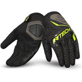 R-TECH RIDE PRO Moto Luvas Preto Amarelo - Imagem dupla de luvas