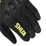 SHUA SHOT Moto Homem Textil Curto Luvas Preto Amarelo