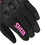 SHUA SHOT Moto Senhora Luvas Preto Rosa
