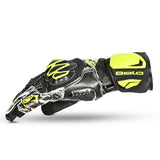 BELA ARMOUR PRO Moto Couro Luvas Negro Amarillo